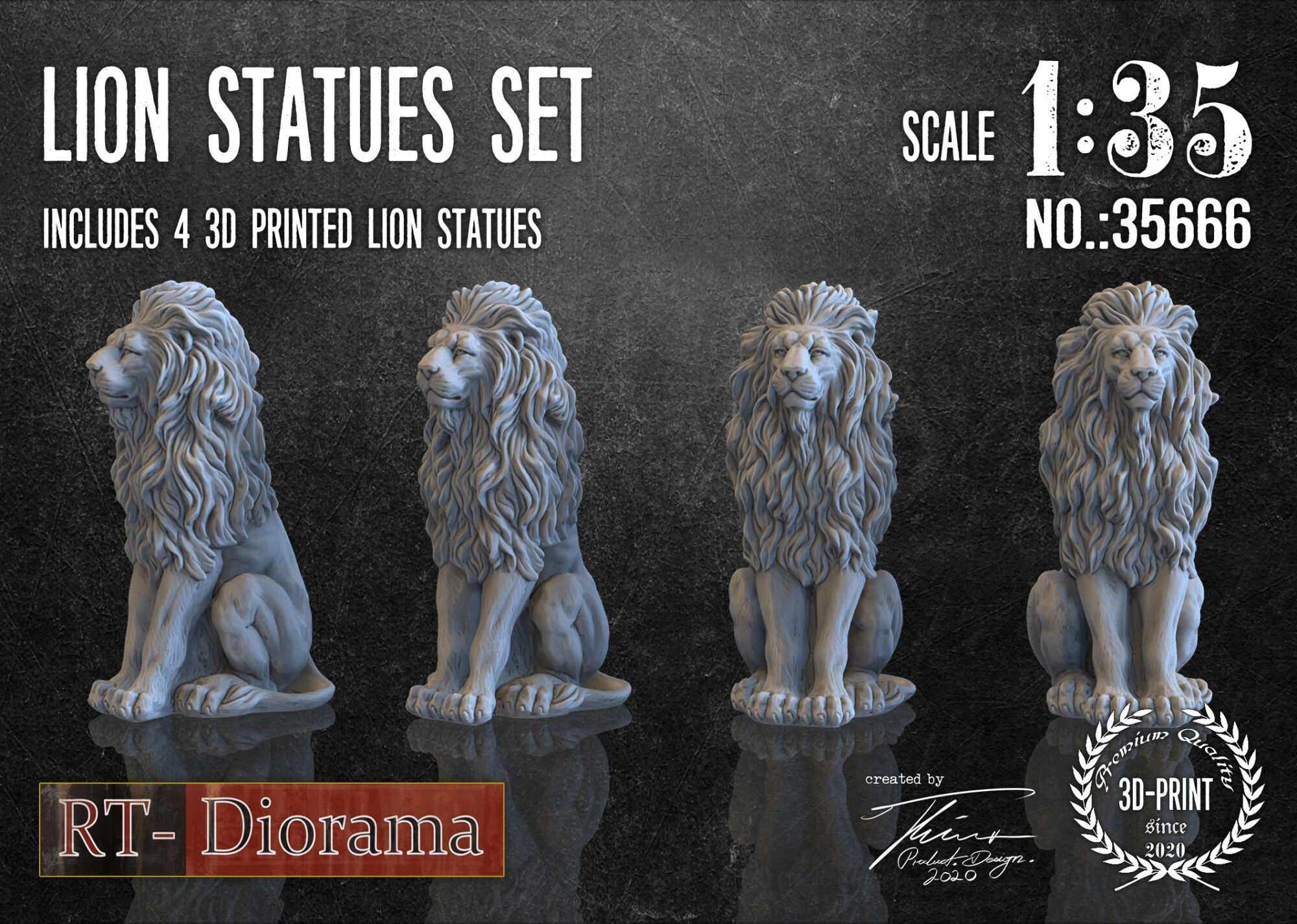RT-DIORAMA 35666 Lion Statues Set (4 pcs.)