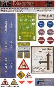 RT-DIORAMA 35730 Printed Accesories: "Afghanian Road Signs" No.1