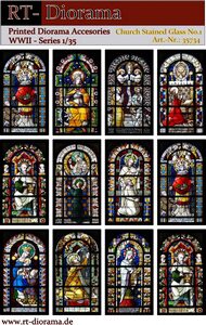 RT-DIORAMA 35734 Printed Accesories: Romanic Church Stained Glass Windows No.1