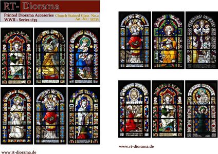 RT-DIORAMA 35735 Printed Accesories: Romanic Church Stained Glass Windows No.2