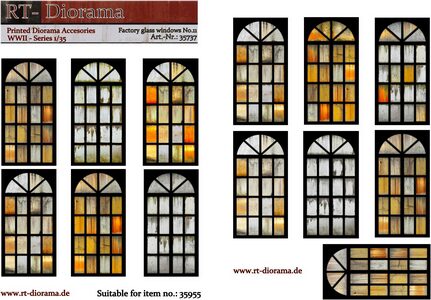 RT-DIORAMA 35737 Printed Accesories: Factory Glass Windows Nr.11