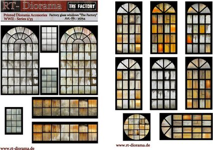 RT-DIORAMA 35754 Printed Accesories: Factory Glass Windows "The Factory