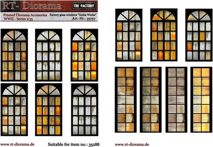 RT-DIORAMA 35757 Printed Accesories: Factory Glass Windows "Gotha Werke