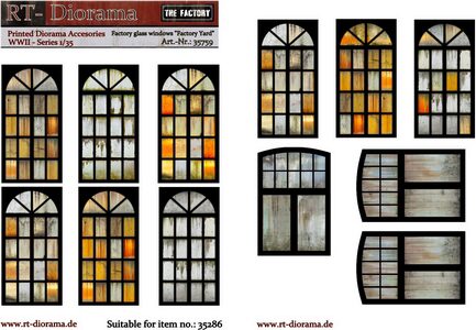 RT-DIORAMA 35759 Printed Accesories: Factory Glass Windows "Factory Yard