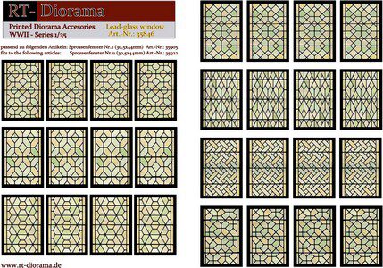 RT-DIORAMA 35846 Printed Accesories: Lead-Glass Windows (green)