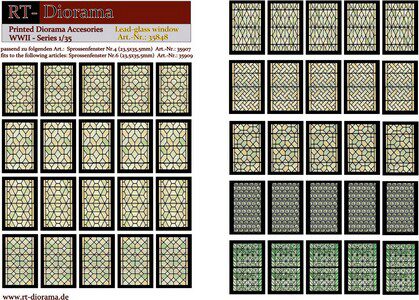 RT-DIORAMA 35848 Printed Accesories: Lead-Glass Windows (green)