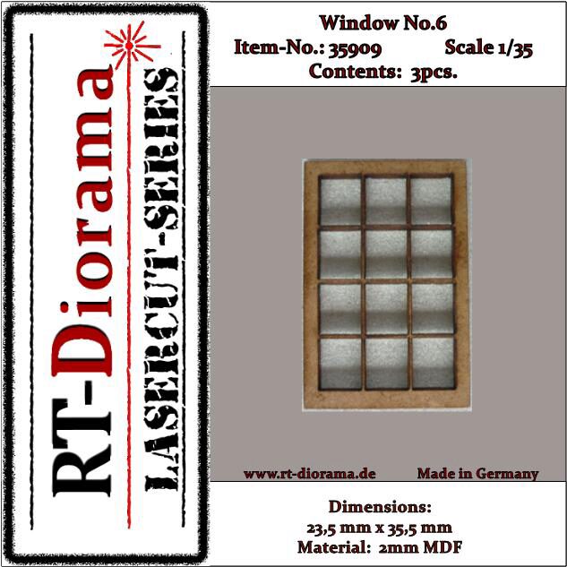 RT-DIORAMA 35909 Lasercut: Sprossenfenster Nr.6 (3er Set)
