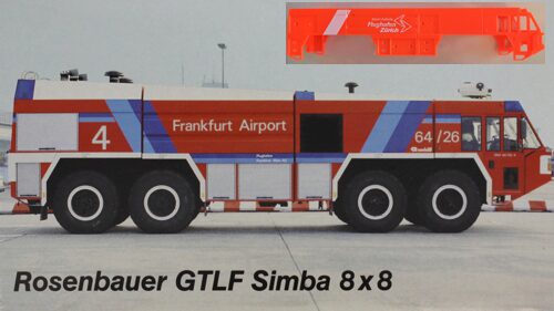 R+H 10010 Flughafen Zürich Rosenbauer GTLF Simba 8x8  Bausatz, Gehäsue bereits bedruckt