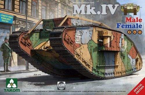 Takom 2076 WWI Heavy Battle Tank Mk.IV 2 in 1(Speci Edition w.new decal a.cement-free