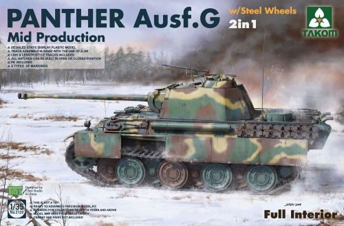 Takom 2120 WWII German medium Tank Panther Ausf.G Mid production w/Steel Wheels 2in1