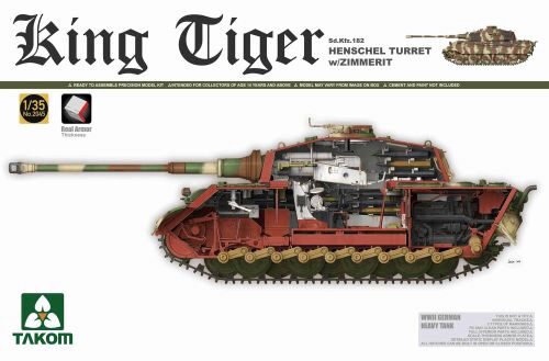 Takom 2045S WWII German Heavy Tank Sd.KFZ.182 King Tiger Henschel Turret w/Zimmerit