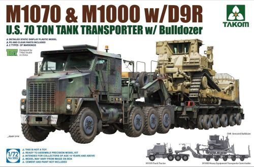 Takom 5002 U.S. M1070&M1000 w/D9R 70 Ton Tank Transporter w/Bulldozer