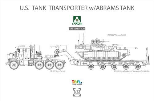 Takom 5002X U.S. M1070&M1000 70 Ton Tank Transporter w/Abrams TANK, Limited Edition