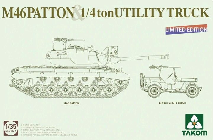 Takom 2117X MEDIUM  TANK M46  PATTON + 1/4 ton UTILITY TRUCK Limited Edition