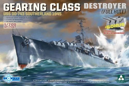 Takom SP7057 GEARING CLASS DESTROYER USS DD-743 SOUTHERLAND 1945 (FULL HULL)