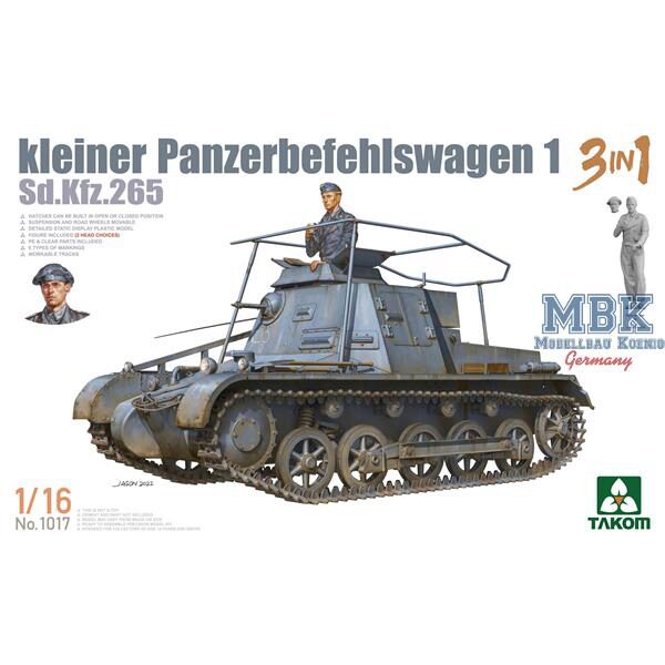 Takom 1017 Kleiner Panzerbefehlswagen 1 3in1 Sd.Kfz.265 1:16
