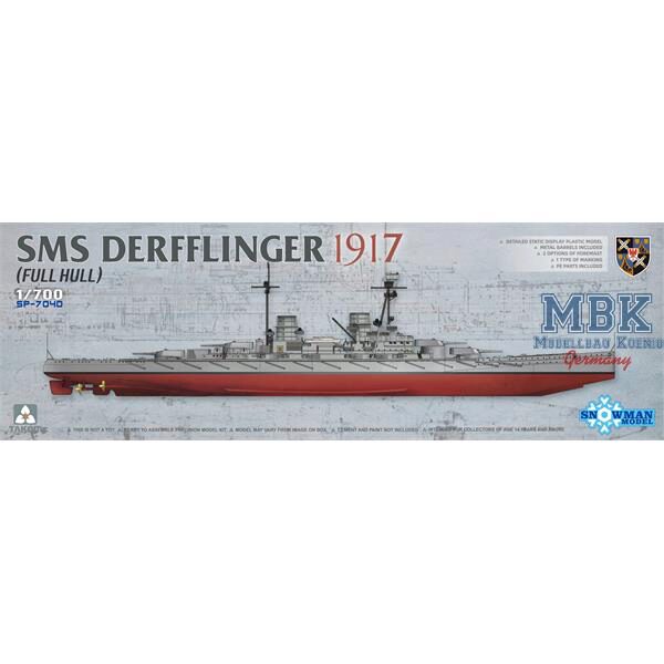 Takom 7040 SMS DERFFLINGER 1917 (Full Hull) w metal barrels