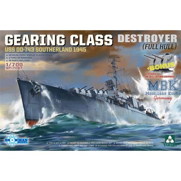 Takom 7057 Gearing Class Destroyer - Southerland USS DD-743