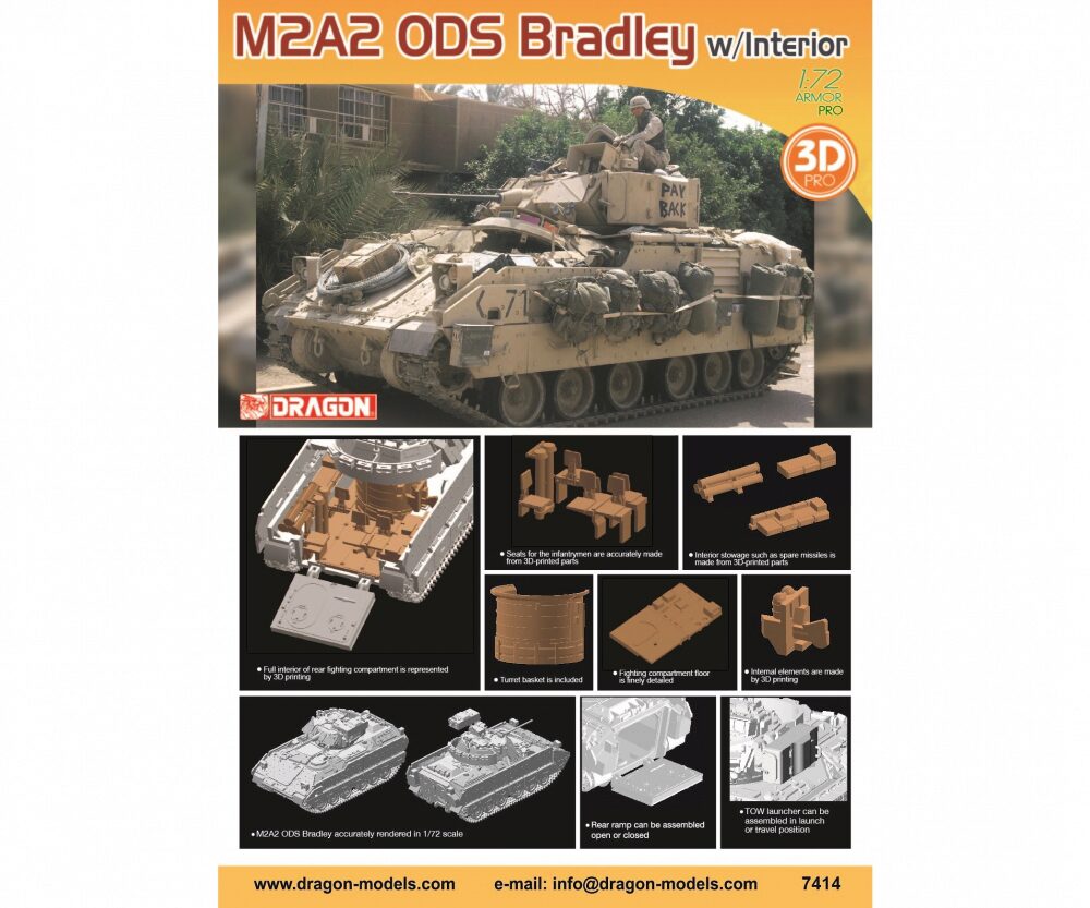 Dragon 7414 1:72 M3A2 ODS Bradley w/Interior