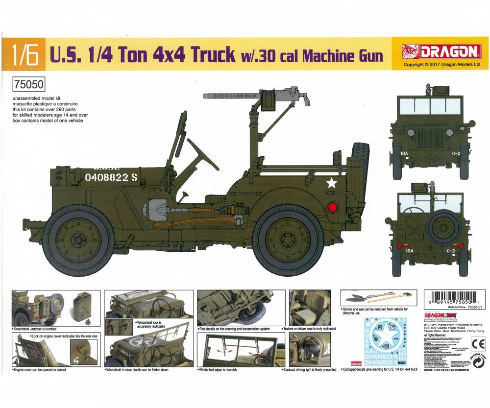Dragon 75050 1/4-Ton 4x4 Truck w/.30 cal MG