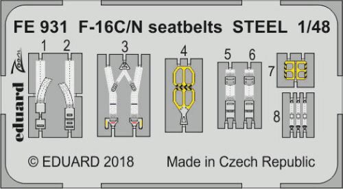 Eduard Accessories FE931 F-16C/N seatbelts STEEL for Tamiya