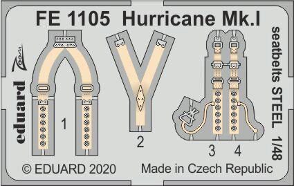 Eduard Accessories FE1105 Hurricane Mk.I seatbelts STEEL for Airfix