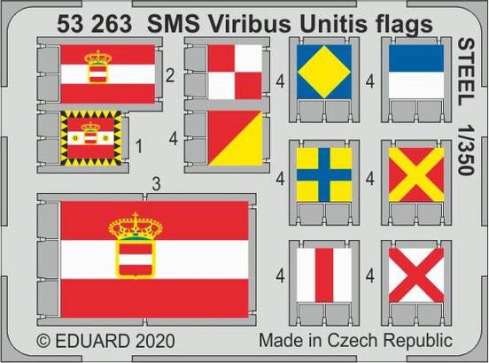 Eduard Accessories 53263 SMS Viribus Unitis flags STEEL for Trumpeter