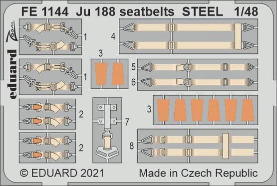 Eduard Accessories FE1144 Ju 188 seatbelts STEEL 1/48 for REVELL