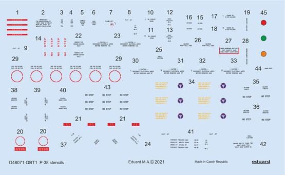Eduard Accessories D48071 P-38 stencils 1/48 for TAMIYA/ACADEMY/HASEGAWA