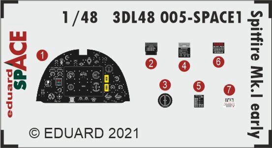 Eduard Accessories 3DL48005 Spitfire Mk.I early SPACE 1/48 for EDUARD