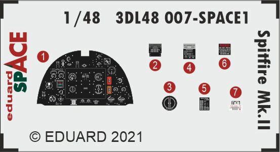 Eduard Accessories 3DL48007 Spitfire Mk.II SPACE 1/48 for EDUARD