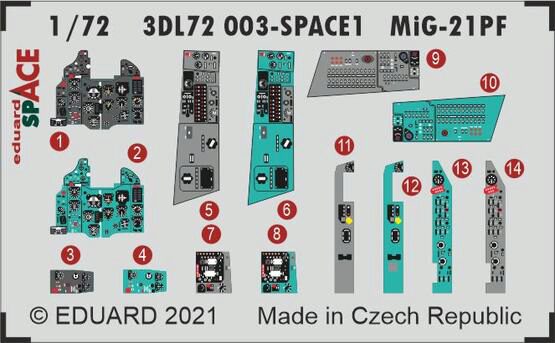Eduard Accessories 3DL72003 MiG-21PF SPACE 1/72 for EDUARD