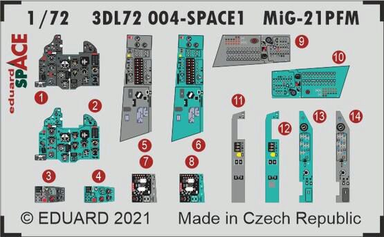 Eduard Accessories 3DL72004 MiG-21PFM SPACE 1/72 for EDUARD
