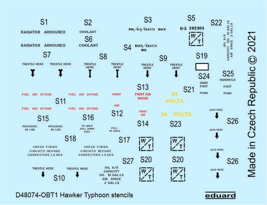 Eduard Accessories D48074 Hawker Typhoon stencils 1/48 for HASEGAWA