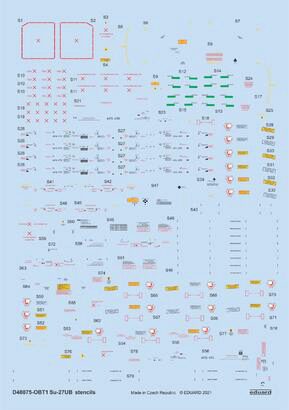 Eduard Accessories D48075 Su-27UB stencils 1/48 for ACADEMY/KITTY HAWK/GWH