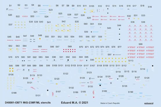 Eduard Accessories D48081 MiG-23MF/ML stencils 1/48 for TRUMPETER