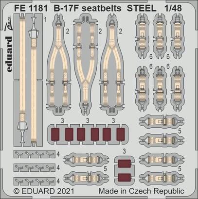 Eduard Accessories FE1181 B-17F seatbelts STEEL 1/48 for HKM