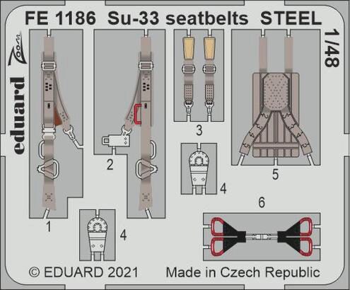 Eduard Accessories FE1186 Su-33 seatbelts STEEL 1/48 for MINIBASE