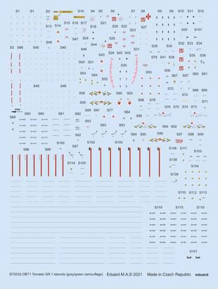Eduard Accessories D72032 Tornado GR.1 stencils (gray/green camouflage) 1/72 for REVELL