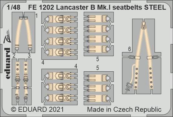 Eduard Accessories FE1202 Lancaster B Mk.I seatbelts STEEL 1/48 for HKM