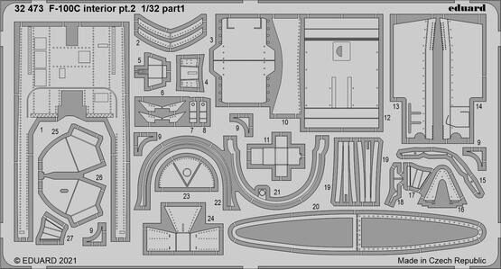 Eduard Accessories 32473 F-100C interior pt.2 1/32 for TRUMPETER