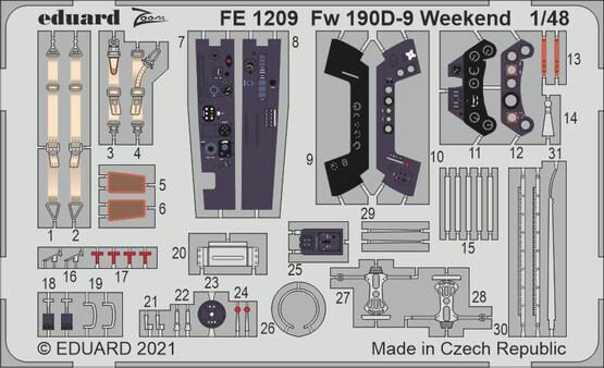 Eduard Accessories FE1209 Fw 190D-9 Weekend 1/48 for EDUARD
