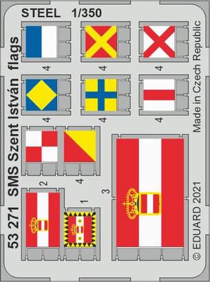 Eduard Accessories 53271 SMS Szent Istvan flags STEEL 1/350 for TRUMPETER
