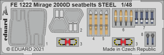 Eduard Accessories FE1222 Mirage 2000D seatbelts STEEL 1/48 KINETIC