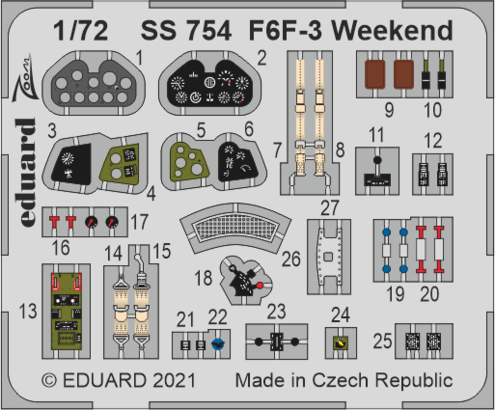 Eduard Accessories SS754 F6F-3 Weekend 1/72 EDUARD