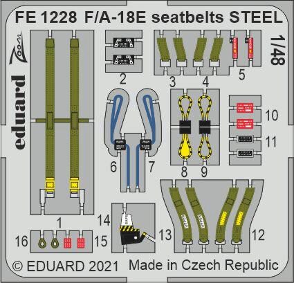 Eduard Accessories FE1228 F/A-18E seatbelts STEEL for HOBBY BOSS