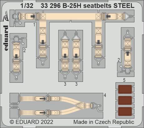 Eduard Accessories 33296 B-25H seatbelts STEEL for HKM
