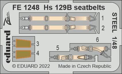 Eduard Accessories FE1248 Hs 129B seatbelts STEEL for HOBBY 2000/HASEGAWA