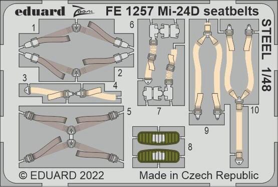 Eduard Accessories FE1257 Mi-24D seatbelts STEEL for TRUMPETER