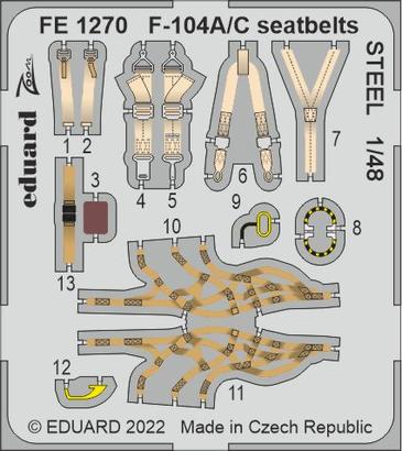 Eduard Accessories FE1270 F-104A/C seatbelts STEEL 1/48